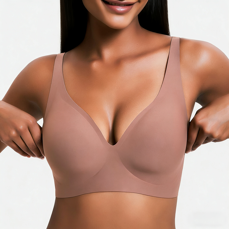 Women’s Wireless Deep V Push-Up Bralette — Ultra-Comfortable T-Shirt Bra