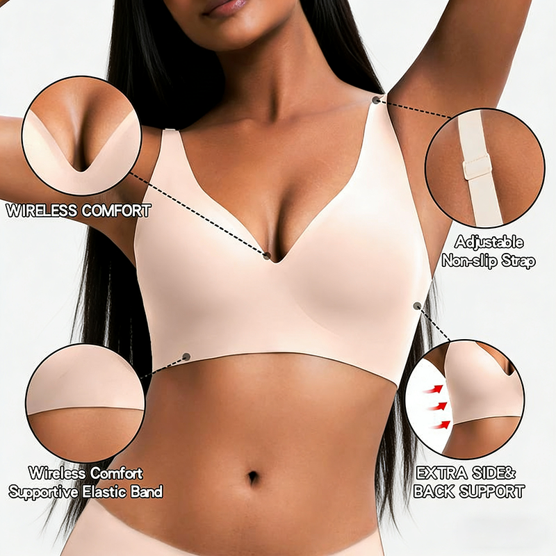 Women’s Wireless Deep V Push-Up Bralette — Ultra-Comfortable T-Shirt Bra