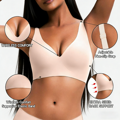 Women’s Wireless Deep V Push-Up Bralette — Ultra-Comfortable T-Shirt Bra